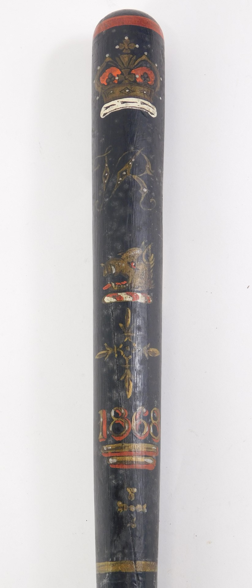 A Victorian Borough of Bradford painted truncheon, dated 1868, 44cm long. - Image 2 of 3