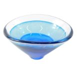 An Azura Maiden Cruise Art Glass bowl, on a blue ground, in fitted case, 9cm high.