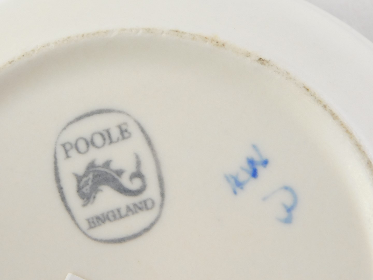 A group of Poole pottery, comprising two large plates, a medium plate, ashtray, mustard and cover, j - Image 2 of 2