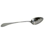 A 19thC Continental white metal stuffing spoon, with plain handle, and bowl, with faint markings JS,