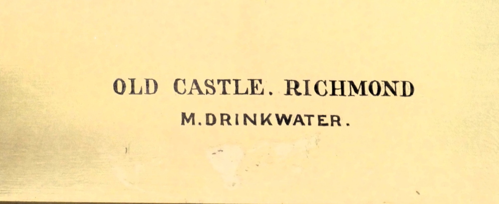 Albert Milton Drinkwater (fl.1880-1910). Old Castle, Richmond, watercolour, signed, gilt plaster fra - Image 4 of 6