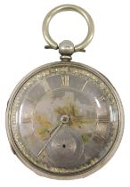 A 19thC Robert Norton of Stamford silver cased pocket watch, with silvered Roman numeric and floral