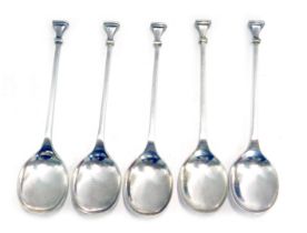 A set of five George V silver seal top teaspoons, maker SL Limited, Birmingham 1925, 1.62oz.