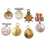 Seven WWI medals, comprising three victory medals, various inscriptions to include SAUSMAN, HANTDER,