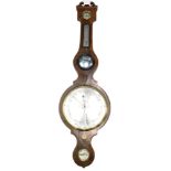 A 19thC mahogany wheel shaped barometer by P Pedrone, Glasgow, with silvered dial, thermometer, etc.