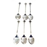 A set of six Edward VII silver spade top teaspoons, maker CB, Sheffield 1901, 2oz.