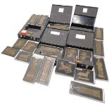 A collection of museum model medieval brass plaques, rubbing sets, etc., in five fitted cases.