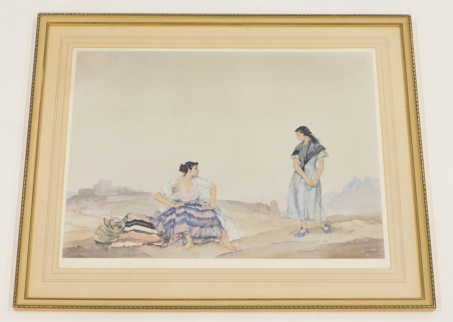 After Sir William Russell Flint, print of two ladies, in flowing dress and modern frame, printed sig - Image 2 of 3
