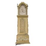 A miniature brass longcase clock, the silvered dial stamped Frank Flower, 31 St James's Street W, th