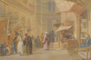 Frederick Goodall (1822-1904). Figures at the market, watercolour, signed and dated 1863, 39cm x 60c