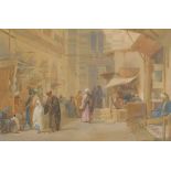 Frederick Goodall (1822-1904). Figures at the market, watercolour, signed and dated 1863, 39cm x 60c