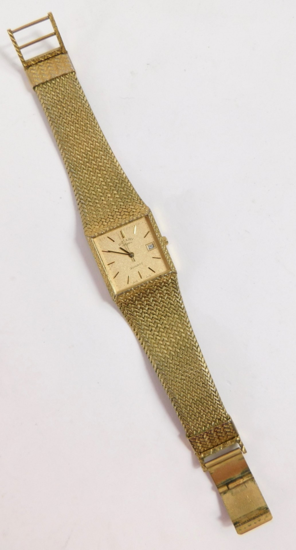 A Rotary gentleman's wristwatch, on gold plated strap with a square set watch head and quartz moveme - Image 2 of 4