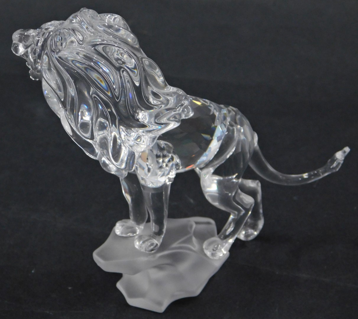 A Swarovski crystal figure group of a roaring lion, on rocked perch, 13cm high, boxed with certifica - Image 2 of 3