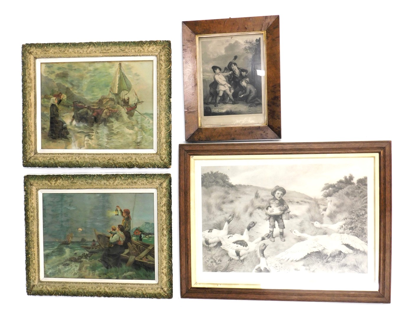 Four 19thC and later prints, comprising after Aiensen, boats in rough seas, 39cm x 49cm, and another