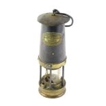 A John Davis & Son of Derby mining safety lamp, type 2, 26cm high. (Glass AF)