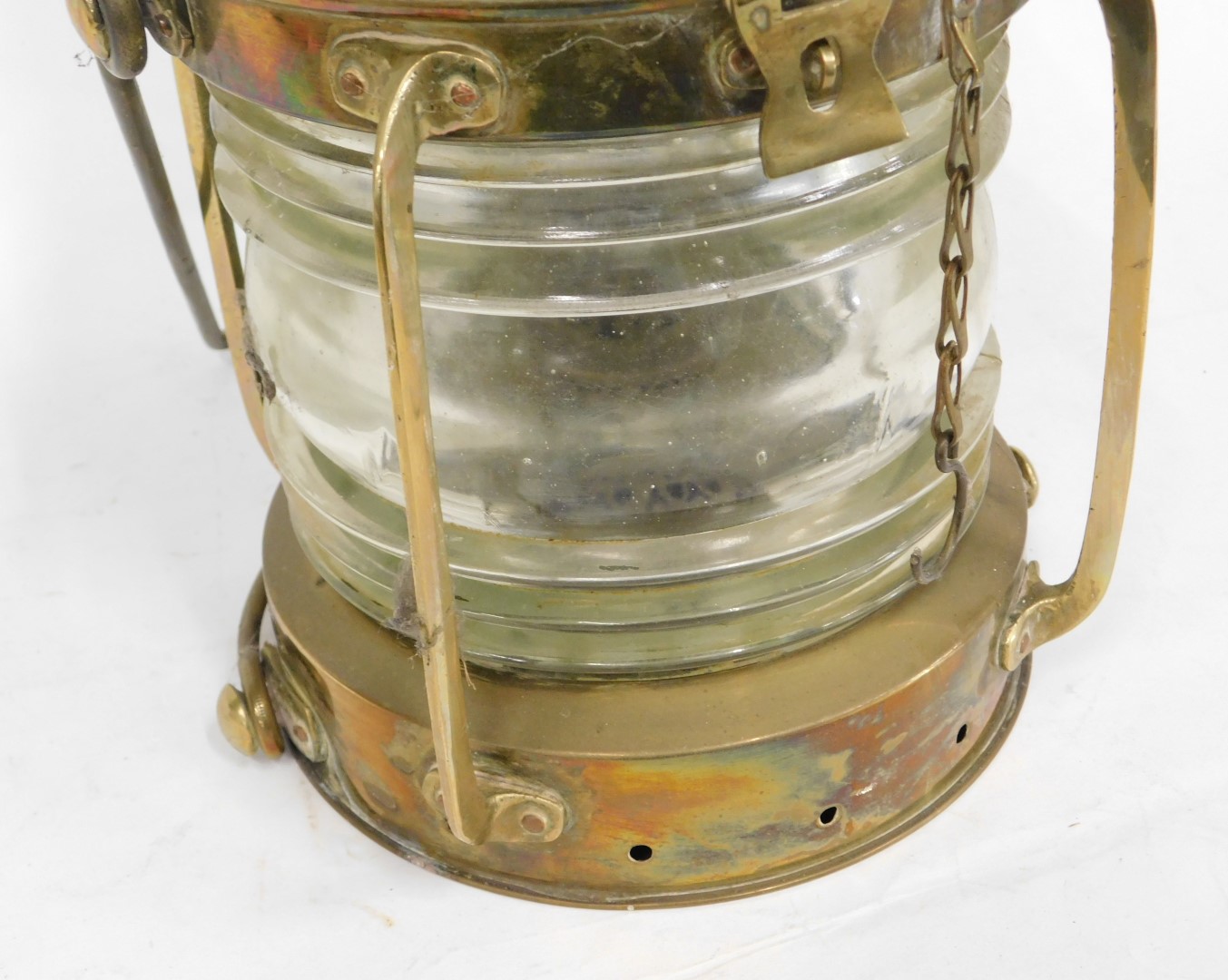 A late brass ship's lamp, with label Anchor. - Image 3 of 3