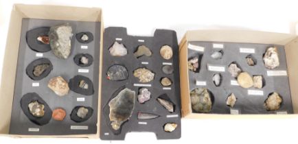 A group of mineral samples, to include blue john quartz, haematite, augen, and others. (3 boxes)