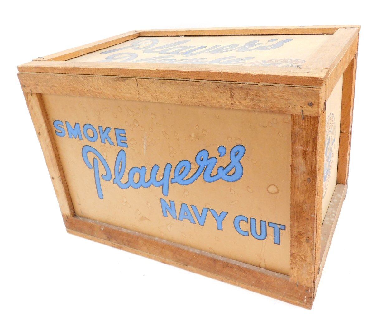 A Smoke Players Navy Cut replica trunk, with applied painted decoration, 39cm high, 58cm wide, 39.5c