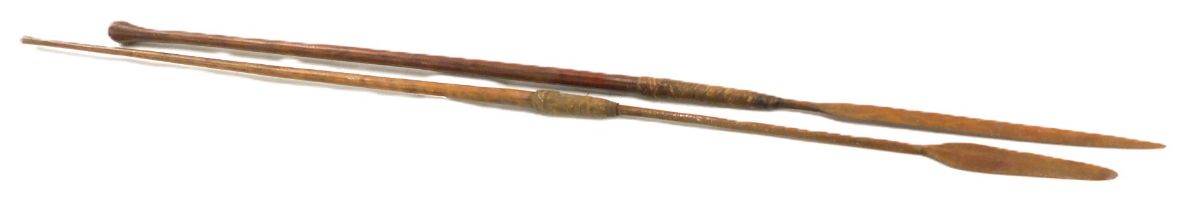 Two 19thC Zulu spears or assegai.