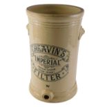 A Cheavin's Imperial stoneware water filter, 38cm high.