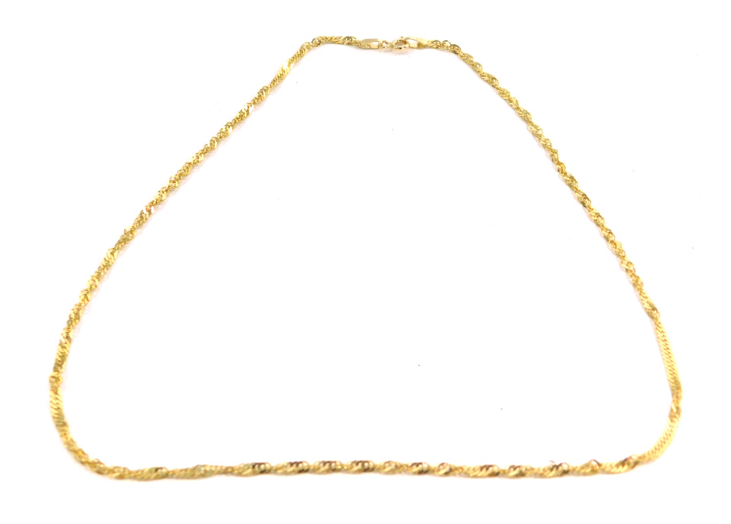 A fancy link neck chain, yellow metal stamped 375, 38cm long, 2.9g.