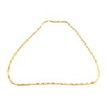 A fancy link neck chain, yellow metal stamped 375, 38cm long, 2.9g.
