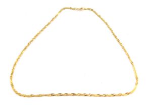 A fancy link neck chain, yellow metal stamped 375, 38cm long, 2.9g.