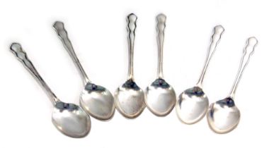 A matched set of six silver teaspoons, Birmingham 1966-1968, 2.41oz.