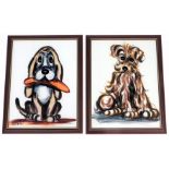 Beccafichi (20thC School). Two dog pictures, painted on glass, signed, 60cm x 45cm, framed. (2)