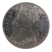 A Queen Victoria gothic silver florin, 1884.