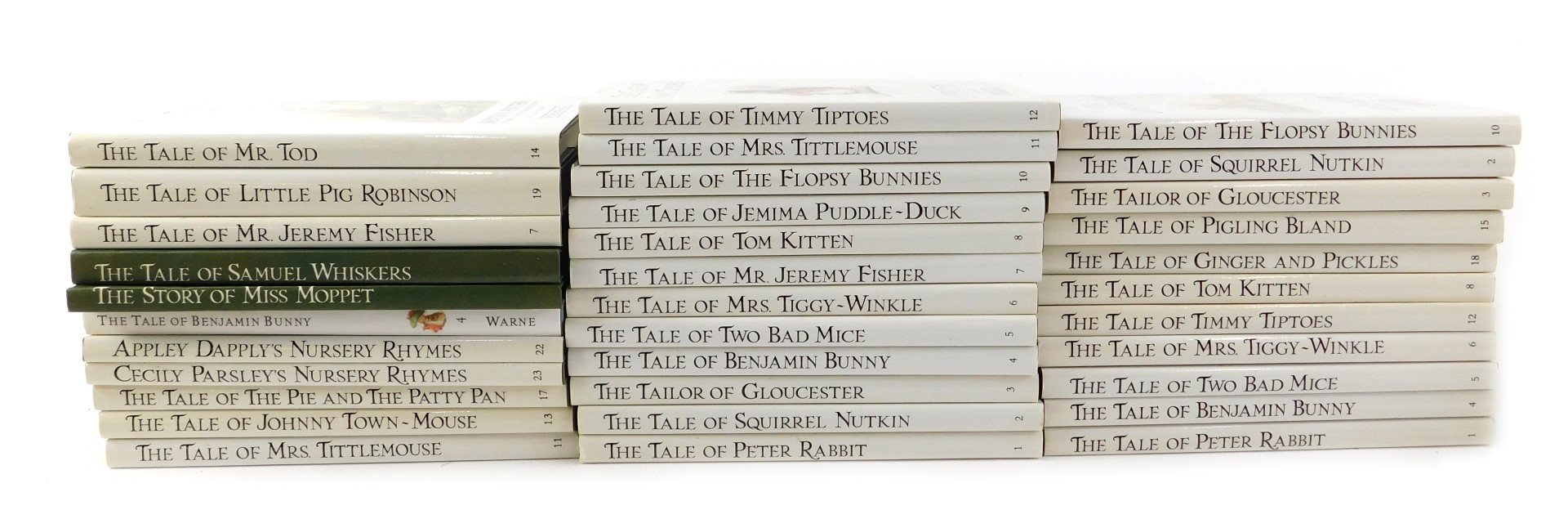 Three Beatrix Potter Peter Rabbit book presentation sets, each in carrying cases.