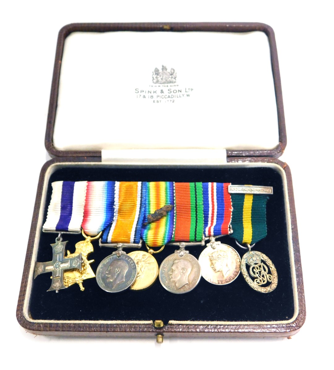 A cased set of World War II medal miniatures, relating to Major H Rodwell MCTD, comprising the Victo