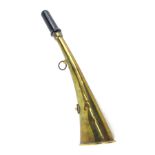 An L.M.S railway brass claxon horn, stamped, 38cm long.