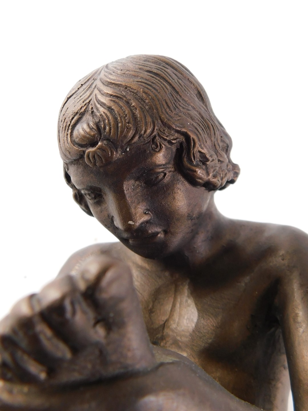 An Austin resin sculpture, of Spinario, or the boy seated with thorn, on oval base, 23cm high. - Image 2 of 3