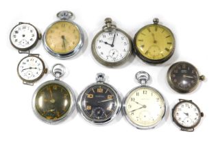 A group of pocket watches, comprising a late 19th/early 20thC silver cased pocket watch, with a whit