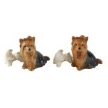 Sylvac dogs, comprising two seated Sylvac Yorkies, 13cm high, and two Beswick Scotties with ladybird