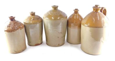 A collection of stoneware flagons, to include Pratt & Sons of Lincoln, Banks of Sheffield, etc. (som