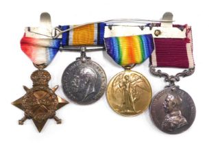 A World War I medal group, comprising 14-15 Star, George V medal, Great War for Civilisation medal,