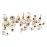 A quantity of crested china, to include tanks, some Lincoln pieces, ferris wheel, sundial, etc. (1 t