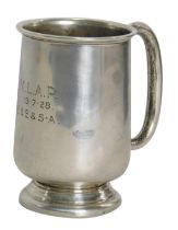 A George V silver Christening cup, of plain design, on a stepped foot, Birmingham 1927, 8.5cm high,