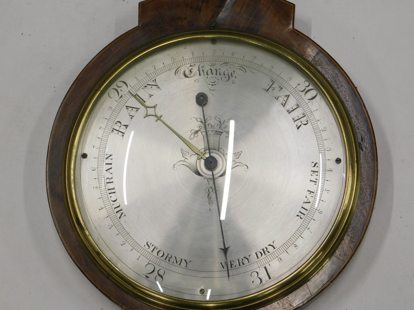A 19thC mahogany wheel shaped barometer by P Pedrone, Glasgow, with silvered dial, thermometer, etc. - Image 2 of 3