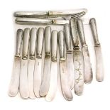 A group of Edward VII and later silver handled and stainless steel bladed knives, and one knife and