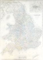 A 20thC framed map of England, in French, inscribed ABELPILOM Paris, 85cm x 61cm, framed and glaze