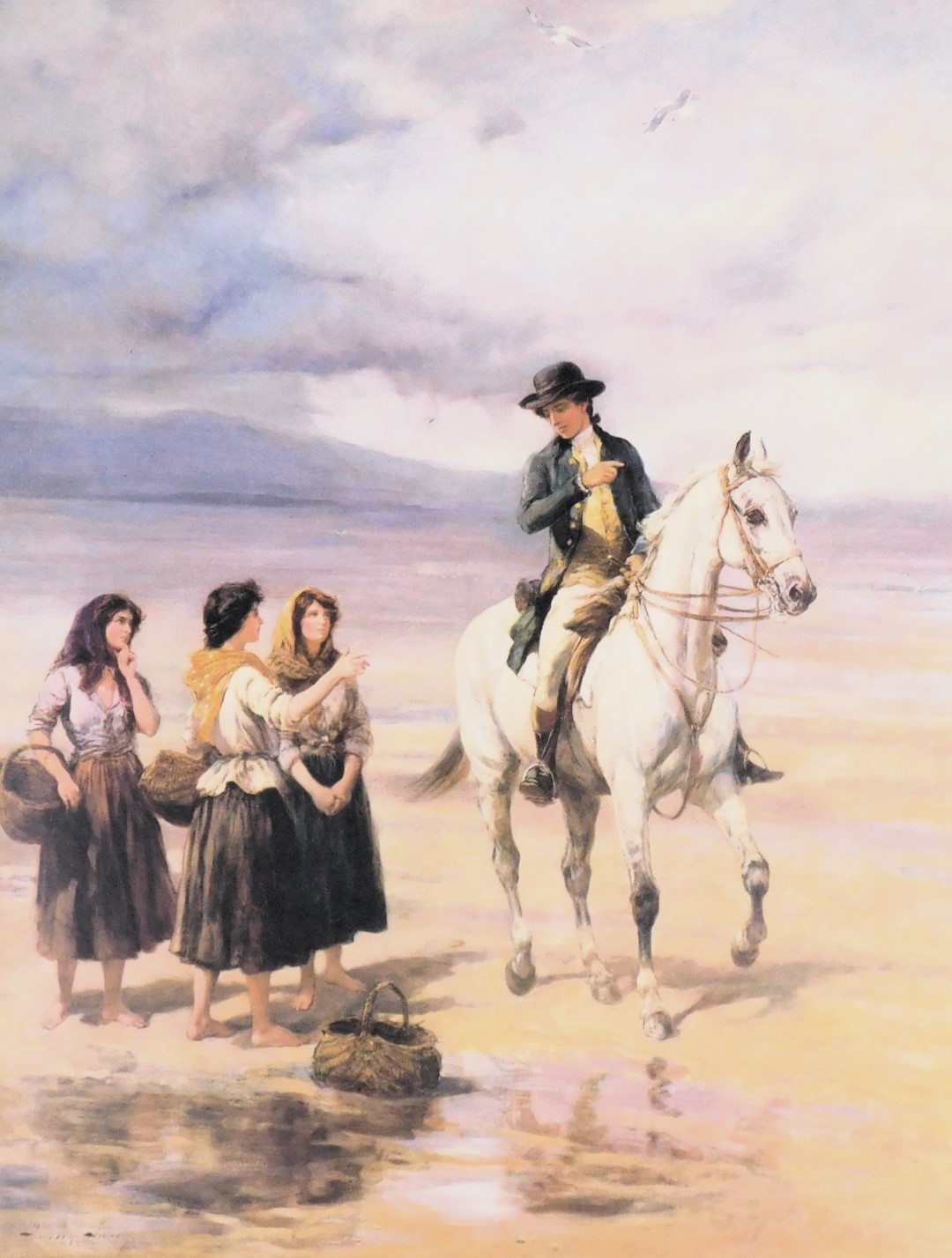 Four prints, comprising after Haywood Hardy, figure on horseback at beach, 32.5cm x 24.5cm, a print - Bild 4 aus 5