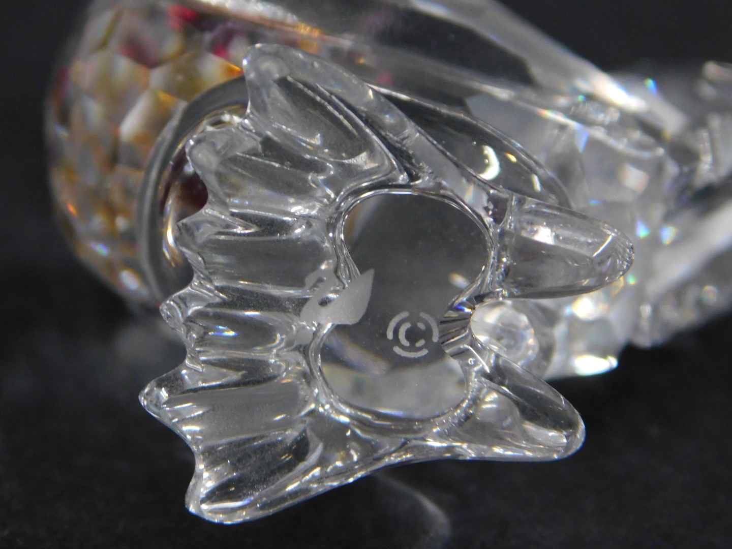 A Swarovski crystal cockerel, with coloured crystal mane, 4cm high, and a seated shouting goose, 4cm - Image 2 of 2