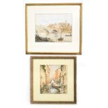 Two 20thC watercolours, comprising W Hawthorn, bridge over river, signed and dated 1911, 22cm x 29cm