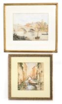 Two 20thC watercolours, comprising W Hawthorn, bridge over river, signed and dated 1911, 22cm x 29cm