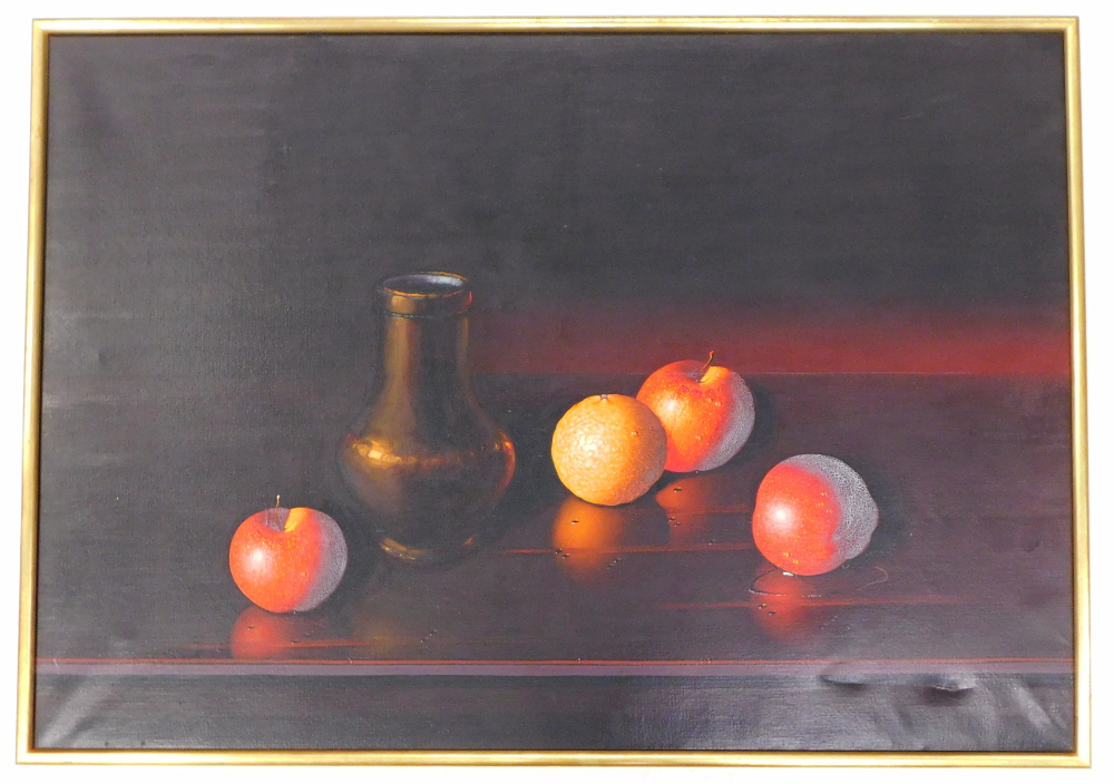 Luciano Guarnieri (1930-2009). Fruit and vase still life, oil on canvas, signed, 69cm x 99cm. - Bild 2 aus 4