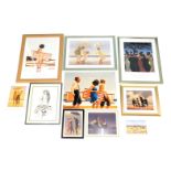 Various Jack Vettriano coloured prints, a nude indistinctly signed Suzanne Lee, etc.