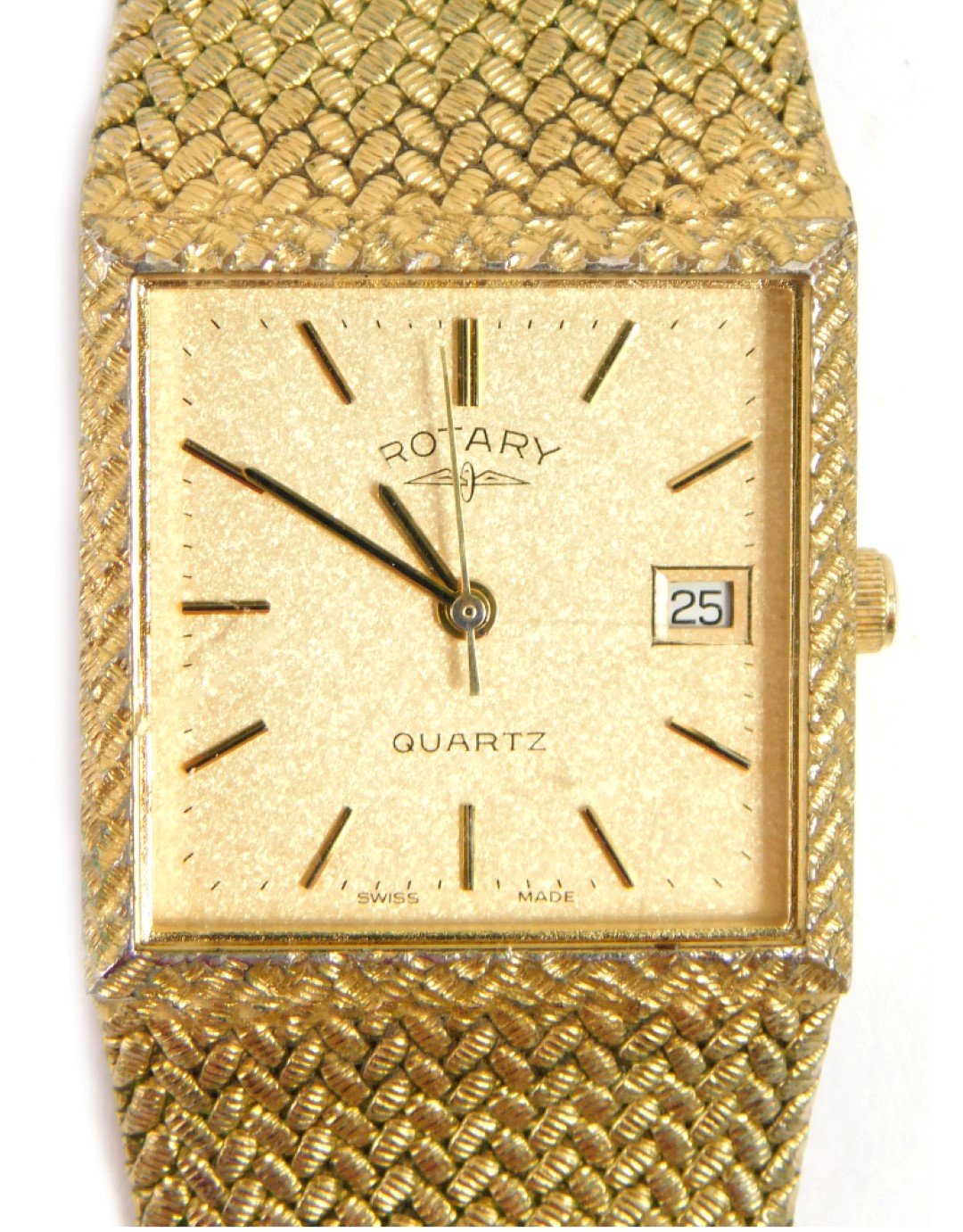 A Rotary gentleman's wristwatch, on gold plated strap with a square set watch head and quartz moveme